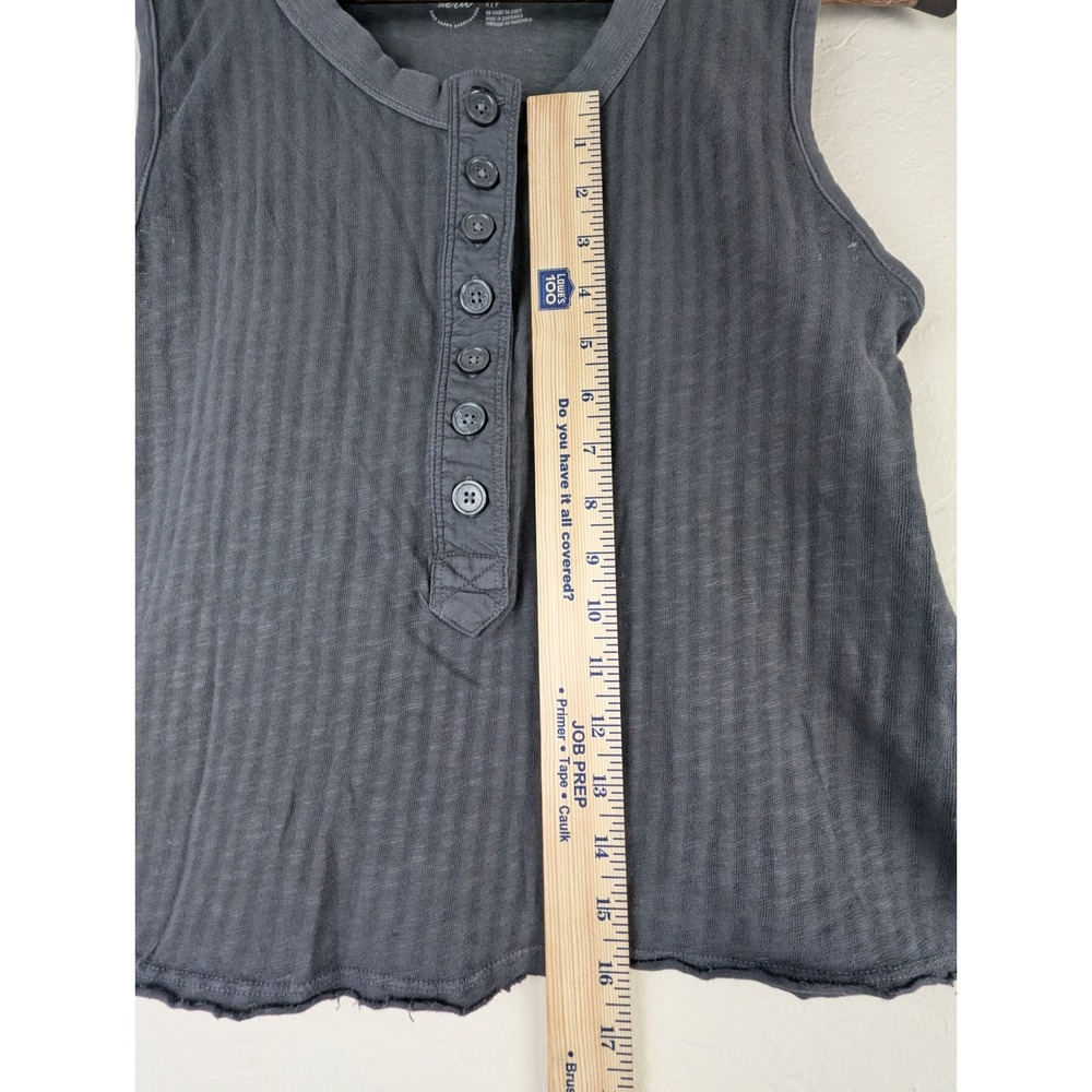 Aerie Womens Sleeveless Henley Tank Top Washed Charcoal Gray Ribbed Small NWT - Picture 4 of 7
